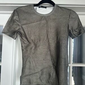 NWT small Zara GunmetalRibbed Knit Top